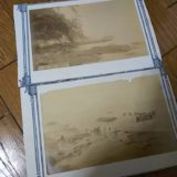 【古写真の調査後売却】神奈川・江の島海岸（鶏卵紙、手札名刺サイズ）