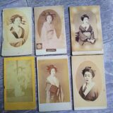 【古写真の調査後売却】美人花魁の肖像6枚（鶏卵紙、台紙貼付）