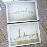 【古写真の調査後売却】防護巡洋艦戦艦・浪速、松島（鶏卵紙、台紙貼付）