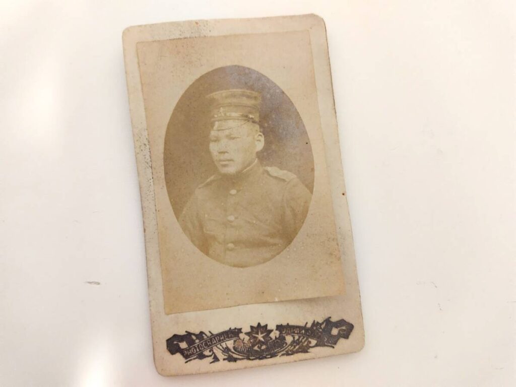 明治期/台湾(橋本写真館)[日本軍(衛生兵)]鶏卵紙古写真/検)日露戦争(出征)医官/日本陸軍軍医/鶏卵写真/鶏卵紙写真